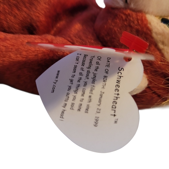 🐒🐵 RARE Ty Beanie Baby SCHWEETHEART Monkey w/ Poem Error (1999 Retired) - Picture 3 of 5